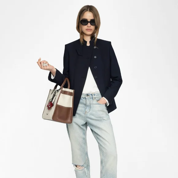 Zadig & Voltaire Verysa Navy Asymmetrical Blazer - Picture 1 of 14